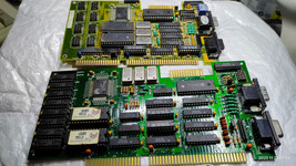 Lot x2 1988 Isa Vga Cards Oak Technology OTI037c 256 Kb Dram 286 386 486 Dos - £73.71 GBP