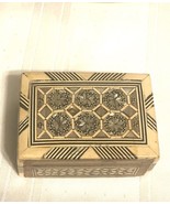 Vintage Wood Marquetry Jewelry Trinket Box Arabesque Mother Of Pearl Inl... - $684.24 MXN
