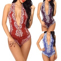 Women&#39;s Lingerie Bodysuit Deep V Teddy Lingerie One Piece Lace Babydoll - $29.99