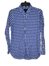 J.Crew Women&#39;s Top Boy Fit Button Down Shirt Classic Crinkle Gingham Blue Size 0 - £15.56 GBP