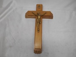 Old Vtg Religious Sick Call Crucifix Wood Metal Cross Last Rites Jesus Christ - £23.73 GBP