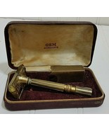 30s-40s GEM Micromatic Razor + Case Blade Bank Box Gold / Brass Finish C... - $33.37