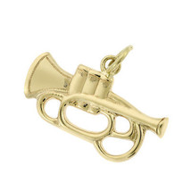 14K Yellow Gold Trumpet Vintage Charm - £102.08 GBP