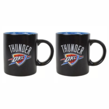 2pk NBA Oklahoma City Thunder 14oz 2Tone Ceramic Black Matte Coffee Cup Mug - £29.07 GBP