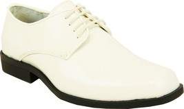VANGELO Mens Tuxedo Shoe TUX-1 Wrinkle Free Dress Shoe Wide Width Ivory Patent - £47.41 GBP+