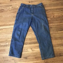 Haband Arctic Bear Jeans Mens 34M Straight Leg Fleece Thermal Cargo Pockets - $14.70