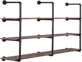 Pynsseu Industrial Iron Pipe Shelving Brackets Unit, Farmhouse, 3Pack Of 4 Tier - £67.92 GBP