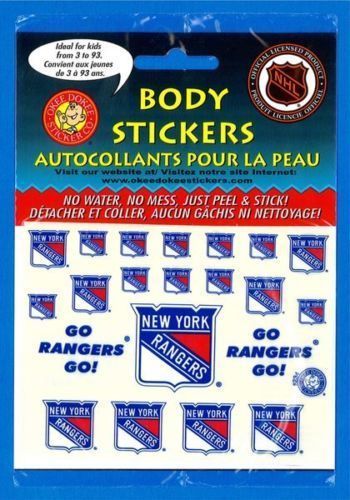 New York Rangers NHL Okee Dokee Body Decal Stickers Fast USA Shipping! - $1.75