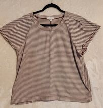 Women's Free Assembly Cotton Striped Boxy Tee With Cap Sleeves Size X-Large - $6.84
