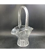 Duncan &amp; Miller Pressed Glass Basket, Cut Panels, Etched Flowers Scallop... - €25,73 EUR