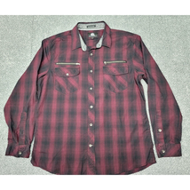 Rock &amp; Republic Shirt Mens L Black Red Long Sleeve Cotton Plaid Button Up - €13,01 EUR