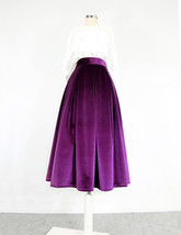 Women Winter Velvet Midi Pleated Skirt Brown Holiday Midi Pleated Skirt Plus image 5