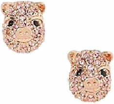 Kate Spade New York Imagination Pave Pink Pig Stud Earrings Nwt - £28.06 GBP