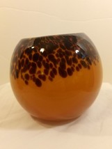 Vintage Hand-Blown Murano-Style Art Glass Bowl/ Vase Tortoise Shell Pattern - $34.65