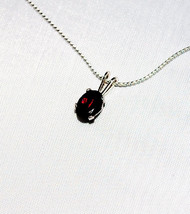 Deep Red Semi Precious Gemstone pendant in Sterling silver setting 20&quot; - £28.71 GBP