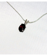 Deep Red Semi Precious Gemstone pendant in Sterling silver setting 20&quot; - £28.52 GBP