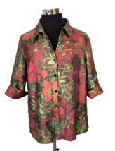 Scott Taylor Blouse Women&#39;s Size 1X 3/4 Sleeves Button Front Multicolor  Floral - £15.51 GBP