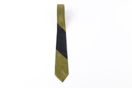 Vintage 60s 70s Rockabilly Distressed Silk Color Block Neck Tie Dress Ti... - £19.42 GBP