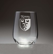 Kenny Irish Coat of Arms Stemless Wine Glasses (Sand Etched) - £54.17 GBP