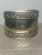 Cigar band wide rope design  ring sterling silver women girls - $38.61