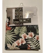 72&quot; Shower Curtain Tropical Flowers &amp; Leaves ... - $19.79