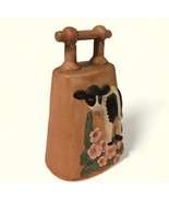 Vintage 3D COW In Floral Pasture Pottery 7” Bell Wind Chime Hand Painted - $510.25 MXN