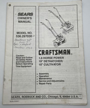 Sears Craftsman 10” Cultivator 19” Dethatcher Owners Manual Instruction Book1282 - £7.43 GBP