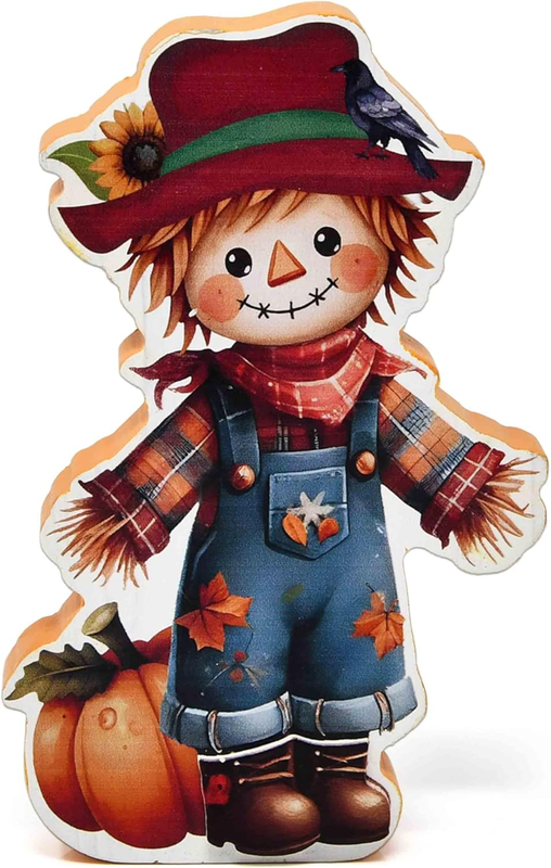 Thanksgiving Scarecrow Wooden Decor Set of 3 Fall Tiered Tray Autumn Table Cente Item image 3
