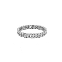 925 Pure Sterling Silver 3 MM Cuban Link Ring Chain Eternity Band - Made in USA - £30.89 GBP