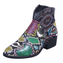 Winter Boots For Women ankle boots popular Retro Green pattern mixed colors flat - £40.73 GBP