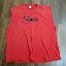 NWA Northwest Airlines Mens Red Cutoff Muscle Tank Top T Shirt XXL 2XL Vintage - £21.71 GBP