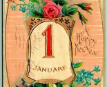 Happy New Year Gennaio 1 Fiori Goffrato 1912 DB Cartolina G12 - $5.07
