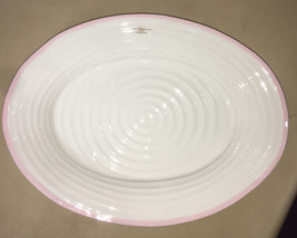 PORTMEIRION SOPHIE CONRAN 17”OVAL PLATTER IVORY WITH PINK BAND BNWT Rare... - $73.94