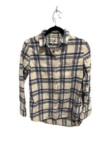 MADEWELL Womens Flannel Shirt Blue White Plaid Button Up Classic Fit Sz ... - £11.33 GBP