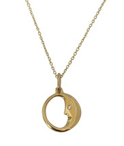 Tiffany &amp; Co. Diamond 18k Yellow Gold Moon Round Pendant Charm - £785.55 GBP