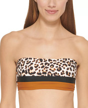 DKNY Bikini Swim Top Soft White Leopard Print Colorblock Size XS $78 - NWT - £14.38 GBP