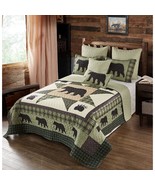 3 Piece King Lodge Quilt Bedding Set - Bear Star - Rustic Cabin Country ... - $152.99