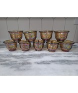 Harvest Grape Carnival Glass Punch Cups, Set of 9 Vintage Indiana Marigo... - $67.89 CAD