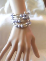 NeW Lavender Memory Wire  Multi Strand Wrap Around Faux Pearl Bead  Bracelet  - £3.98 GBP