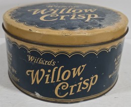 Vintage Willards&#39; Willow Crisp 10 Lb Cookie Advertising Tin Can Prop Display - £22.66 GBP