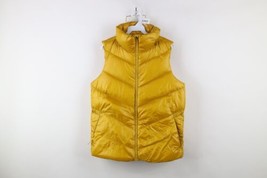 Athleta Womens Medium 800 Fill Lofty Duck Down Full Zip Puffer Vest Jacket Gold - £49.57 GBP