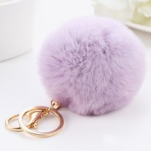 Pom Pelliccia Viola Pendente Borsa Portachiavi Peloso Morbido Sconto Saldi UK - $4.14