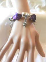 NeW Purple Sea Shells Exquisite Charming  Beads Charms Stretch Bracelet - £3.92 GBP