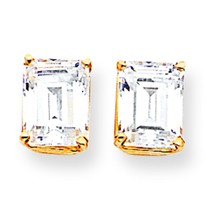 14K Gold Emerald Cut Cubic Zirconia Earrings Jewelry Fashion Jewelry New 9 X 7mm - £148.51 GBP