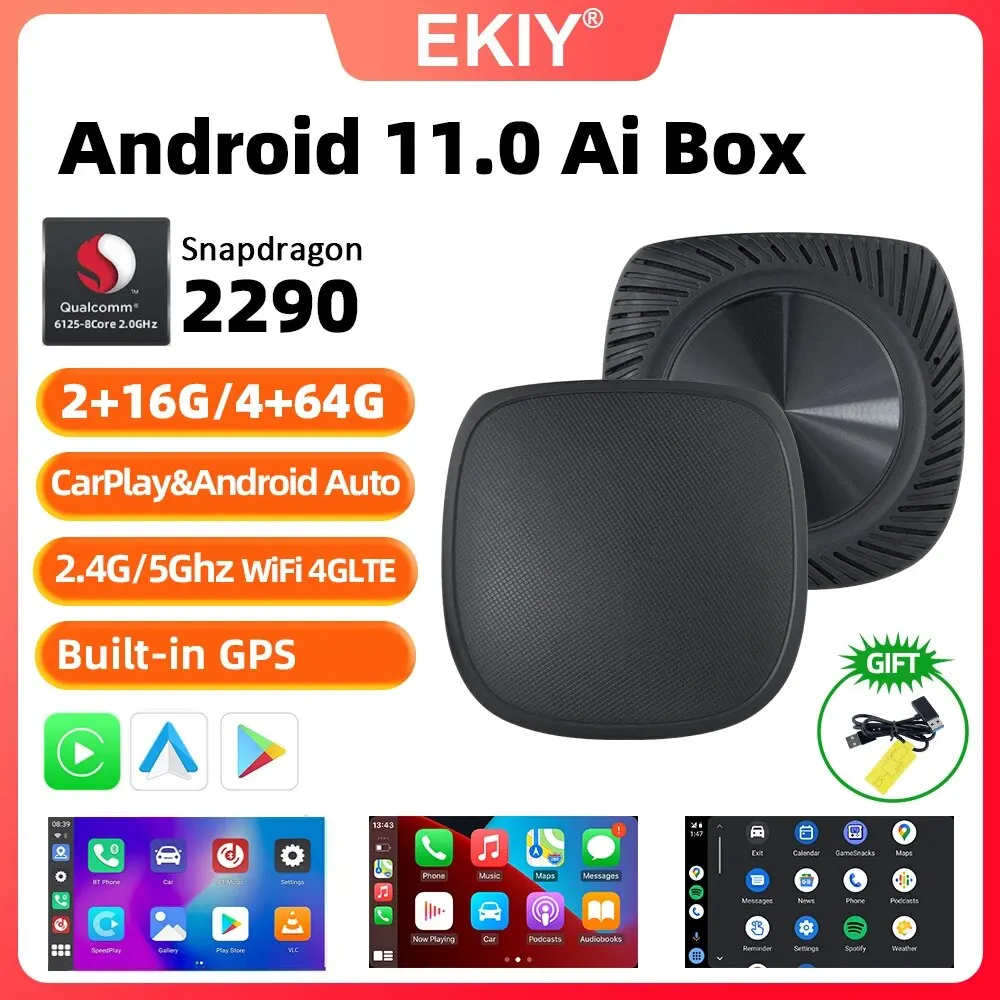 EKIY QCM2290 Android 11 Wireless Android Auto Ai Box Wireless Apple CarPlay - £57.60 GBP+