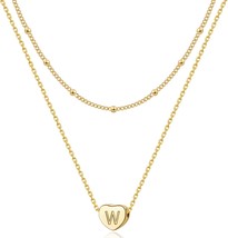 Heart Initial Necklaces for Women 14K Gold Layered Tiny Initial Letter Necklaces - £18.73 GBP