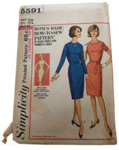 Simplicity Sewing Pattern 5591 Basic Dress Half Size 16 1/2 Bust 37 UC Vtg 1960s - £7.90 GBP