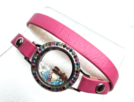 Origami Owl Pink leather wrap bracelet Easter Egg Chocolate Bunny Locket Charms - £15.30 GBP