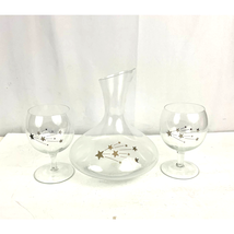VTG Gold Shooting Star Comets 2X Glass &amp; Wine Carafe Decanter Stars Macy... - £24.66 GBP