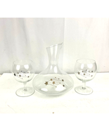 VTG Gold Shooting Star Comets 2X Glass &amp; Wine Carafe Decanter Stars Macy... - £24.78 GBP